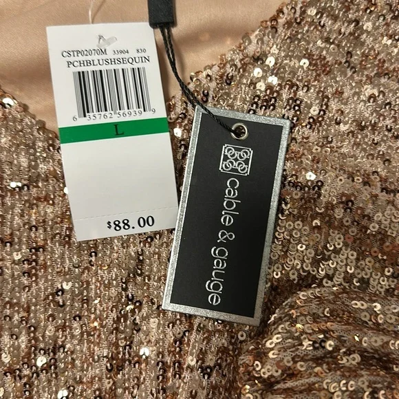 Cable & Gauge Rose Gold Sequin long sleeve Blouse - Picture 4 of 6